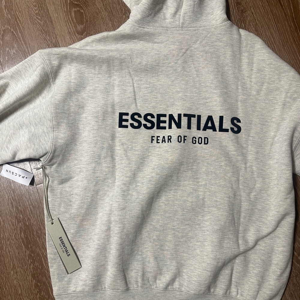 Essentials light grey hoodie “light oatmeal” small - Picture 5 of 6